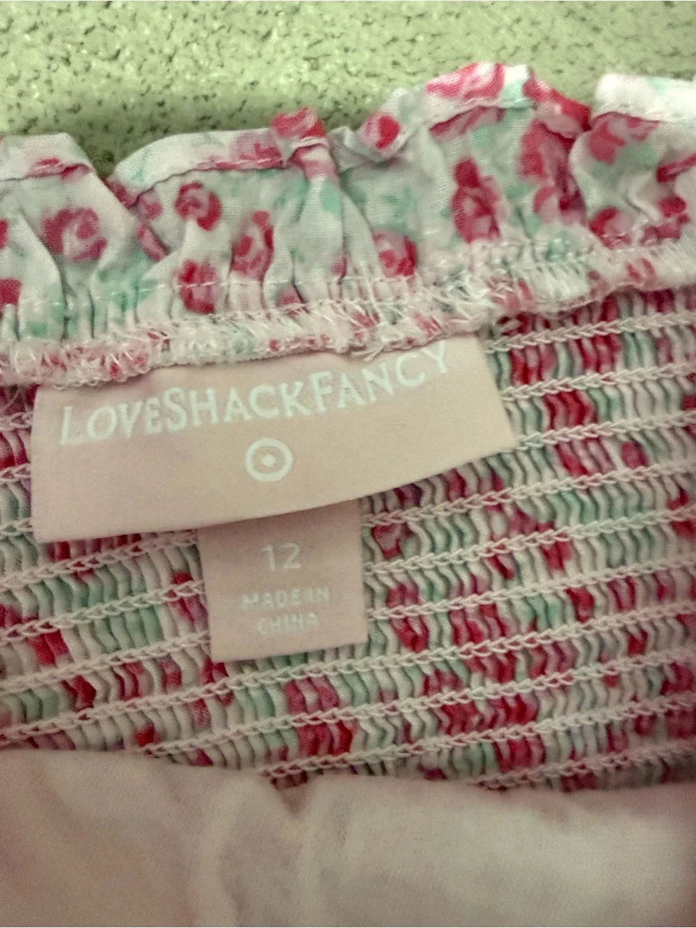 LoveShackFancy Girls Pink Floral Smocked Top & Cream Floral Tiered Skirt Set